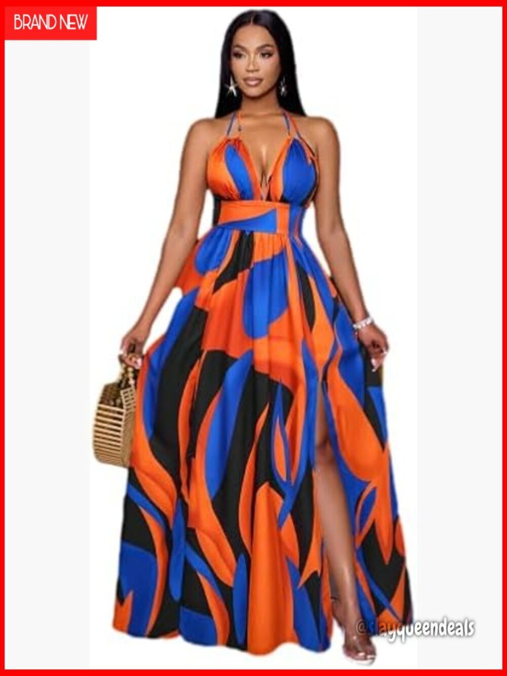 Summer Boho Halter Backless Maxi Dress, Flowy Casual Elegant Long